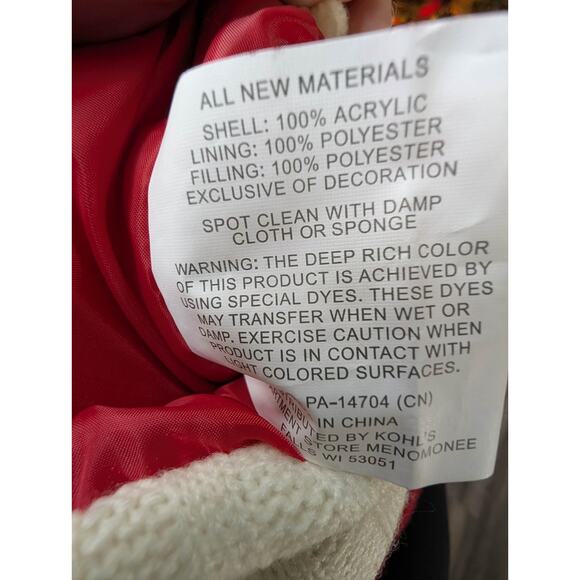 Kohl's 19" Red White Cable Knit Monogram "L" Initial Christmas Stocking Holiday - Picture 6 of 6